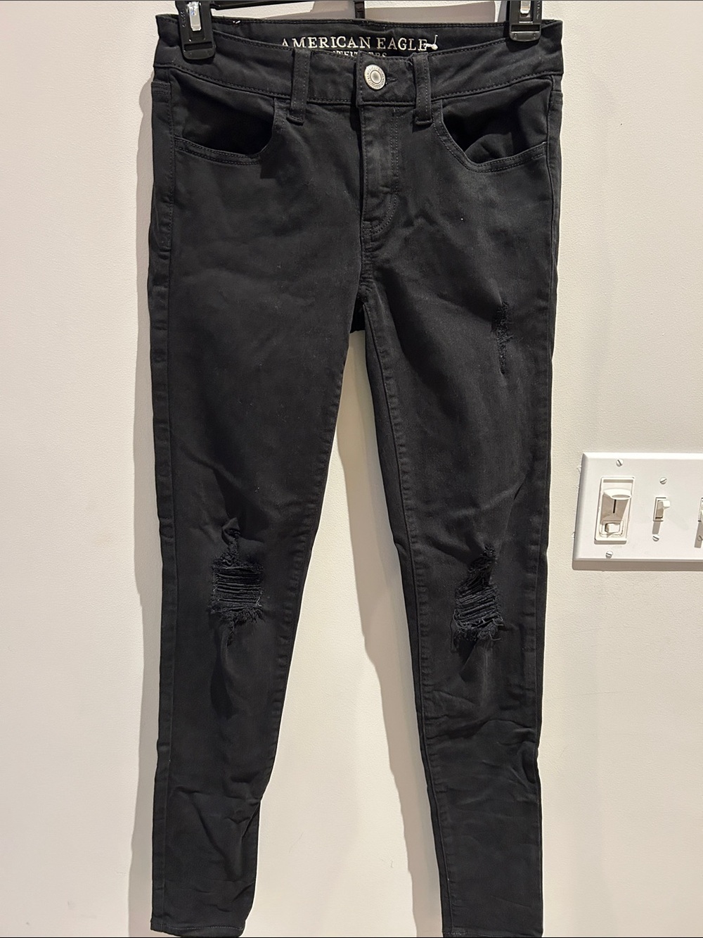 American Eagle Outfitters Black Skinny Ripped Jeans